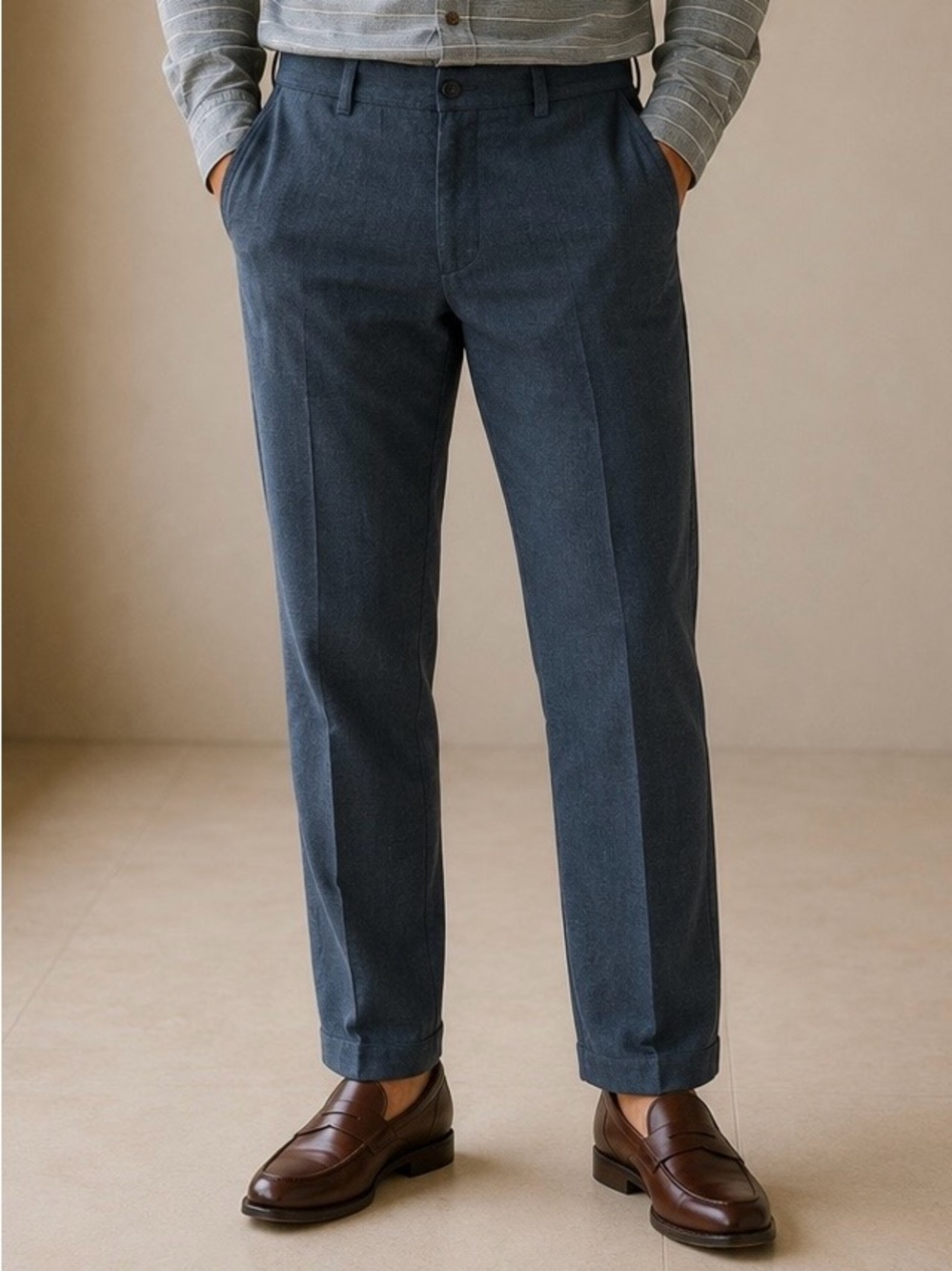 Zara Men's Slate Blue Chinos - Tailored Straight Fit. BB27
